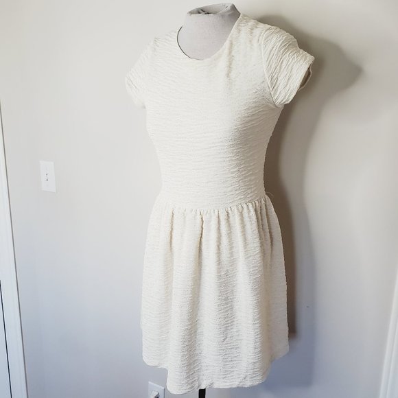 UO KIMCHI BLUE Shimmer Cream A-Line Dress - Picture 2 of 11